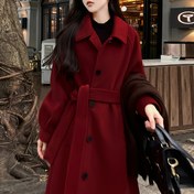 Resim Yeni Sonbahar-Kış Kore Tarzı Kadınlar İçin Bol Kesim Mid-Length Vintage Diz Üstü Mont 