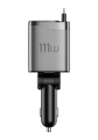 Resim Wiwu Wi-cc034 Type-c + Usb-a Hızlı Şarj Özellikli Gan Teknolojili Kablolu Araç Şarj Aleti 111w Gri 