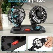 Resim 1 adet Taşınabilir Çift Başlıklı USB Araba Fanı - Güçlü Soğutma için Ayarlanabilir 360° Üç Başlıklı Tasarım, Arabalar, SUV'lar, RV'ler, Kamyonlar, Sedanlar, Seyahatler ve Ofisler için İdeal - Mükemmel Yaz Sıcaklığı ve Uzun Sürüş Aksesuarı - Sürücüler ve Yolcular için Harika Hediye, Araç Soğutma | Üç Başlıklı Fan | USB Güçlü Fan, Araba Soğutma Aksesuarları 