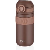 Resim Vagonlife TKK Rahat İçim Çift Yalıtımlı Paslanmaz Çelik Termos Matara 450 ml Kahverengi 