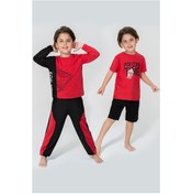 Resim For You Kids 4 Lü For You Pop Corn Desen Kırmızı Siyah Pijama Tak Diğer