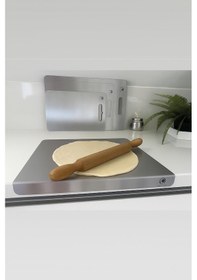 Resim Paslanmaz Çelik Antibakteriyel Tezgah Üstü Kesme Tahtası 304 Kalite - 35x45 Cm Gri 