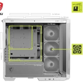 Resim Daisy Home Msı Mag Pano M100R Pz Whıte Temperli Cam 3X120MM 1X120MM Argb Fan Matx Beyaz Panoramik Gaming Bilgisayar Kasası 