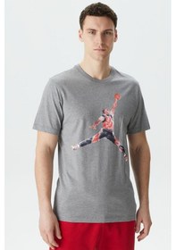 Resim Nike Jordan Brand Jumpman Watercolor Graphic Tshirt Gray Jordan Grafik Baskılı Tişört Gri Siyah 