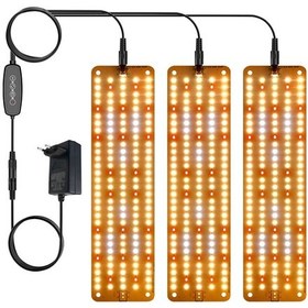 Resim Hangfox Bitki Büyüme Lambası, 450 Led Tam Spektrum, Akıllı Zamanlama 3h/6h/12h , 6 Seviye Parlaklık, 3'lü Paket, Dc12v Avrupa Standartı Sıcak Işık 