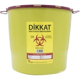 Resim 5 Lt Tıbbi Atık Kovası Sarı Sağlık Güvenlik Standartlarına Uygun 