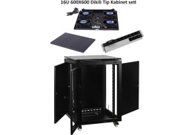Resim Nif Ulusal 16U 600X600 Dikili Tip Kabinet Seti Tekerlek Takımı 4lü Fan 9lu Priz Sabit Raf Dahil Set 