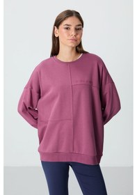 Resim Tommy Life Soft Vişne Kompakt Pamuklu Kalın Pürüzsüz Dokulu O Yaka Oversize Fit Kadın Sweatshirt - 97288 Vişne 