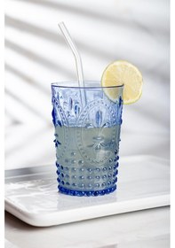 Resim Akrilik Mavi 6'lı Kısa Bardak &Su Meşrubat Kahve Yanı Bardağı 400 ml ( Cam Değildir ) 