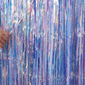 Resim Lazer Yağmur Perdesi Renkli Çizgili Dekoratif Kapı Perdesi - Partiler, Tatiller, Düğünler, Doğum Günleri, Sahne, Cadılar Bayramı, Noel Arka Plan Dekorasyon Perdesi 