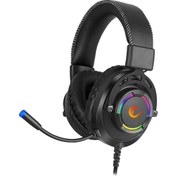 Resim RM-K28 Ghost Siyah 7.1 Surround Usb Rgb Işık Efektli Gaming Oyuncu Mikrofonlu Kulaklık Siyah Rampage