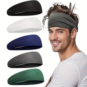 Resim 5 Paket Saç Bandı, Kaymaz ve Hafif Erkekler için Yoga Spor Başlığı, Kadınlar için Esnek Atletik Ter Bandı 