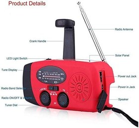 Resim Küçük Taşınabilir Radyo Acil El Krank Kendi Kendine Çalışan AM/FM Güneş Hava Radyosu LED El Feneri ile 1000 Mah Güç Bankası USB Char 