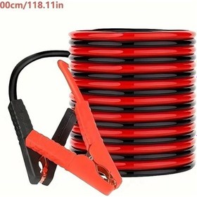 Resim Chuangyinshop 2 Adet Araç Akü Pensi Acil Başlatma Kablosu Seti Black Red Saf Bakır Çekirdek Sıcak Soğuk Dayanıklı 