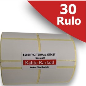 Resim Kalite Barkod 50X30 Yanyana 2li Termal Etiket | 30 Rulo Barkod Etiketi 