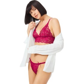 Resim Cottonhill Beauty Cottonhill Vişne Dantelli Transparan Balensiz Kadın Sütyen Takımı 