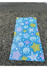 Resim Baskılı Plaj Havlusu Mavi 