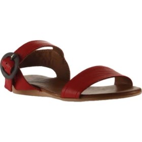 Resim Bueno Shoes Kırmızı Deri Kadın Düz Sandalet 