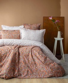 Resim Tek Kişilik Leros Teracotta Nevresim Takımı -- Kiremit 