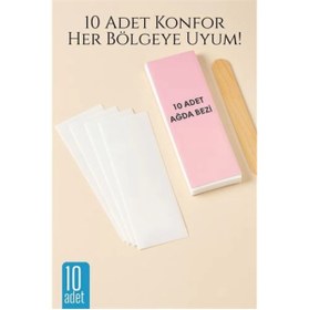 Resim CANSA 10’lu Ağda Bezi Seti + Spatula | Her Bölgeye Uyumlu | Evde Pratik Tüy Alma İçin 