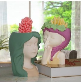 Resim Pazly Sevimli Kız Şeklinde 3'lü Silikon Kalıp - Dıy Mumluk, Çiçek Saksısı Yapımı Seti/ 