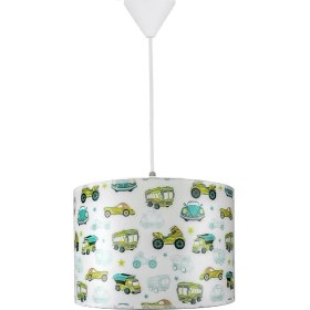 Resim Şenay Aydınlatma Çocuk Odası Silindir PVC Avize Sarkıt-Yeşil Arabalar 