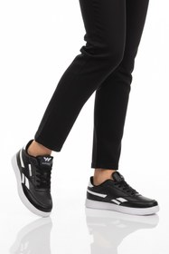 Resim WALKWAY Siyah Beyaz Bağcıklı Hafif Cilt Erkek Spor Ayakkabı Marlow M 