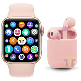 Resim TECHNOMEN Akıllı Saat T500 Plus + Kablosuz Kulaklık Ikili Pembe Set Ios Android Uyumlu Smartwatch. 