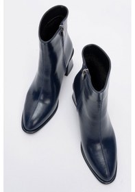 Resim Luvishoes Alba Lacivert Cilt Kadın Kalın Topuklu Bot Laci 