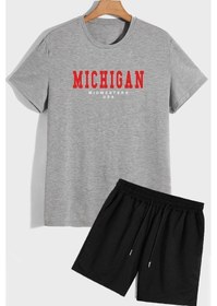 Resim Michigan Şort T-shirt Eşofman Takımı Gri 
