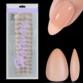 Resim 120 Adet Kısa Badem Formu Yapıştırmalı Tırnak - 15 Boyut Saf Nude Pembe Akrilik Takma Tırnak, Mat Bitiş DIY Tırnak Sanatı İçin, Kolay Uygulama & Doğal Görünüm El ve Ayaklar için, Çok Yönlü Tırnak Boyutları 