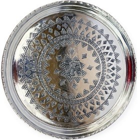 Resim Zımba İşlemeli Bakır Tepsi 23 Cm Gri - Siyah 