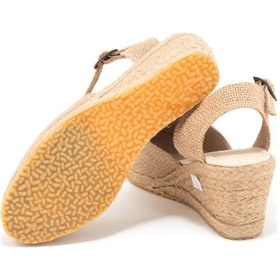 Resim Star Tombis Gerçek Elişi Topuğu Açık Bilekten Bantlı Dolgu Topuk Keten Hasır Espadril Handmade Hasır 