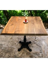 Resim Cafe Masa Ahşap Kütük Masa Aslan Ayak Kare 70x70 Ceviz 