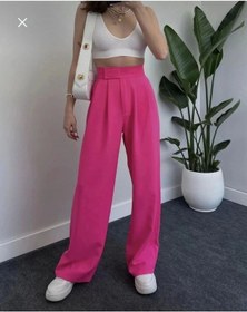 Resim Kadın Fuşya Yüksek Bel Cırtlı Palazzo Pantolon-fuşya Fuşya 