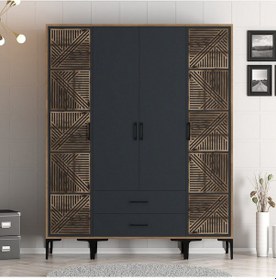 Resim Variant Kumsal 4 Kapılı Ptp Gardrop - Ceviz / Antrasit 