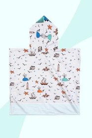 Resim Bebek Çocuk Panço 4-6 Yaş Plaj Havlusu Marine 