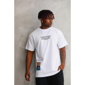 Resim Nemere Bisiklet Yaka Baskılı Oversize T-Shirt - Beyaz 