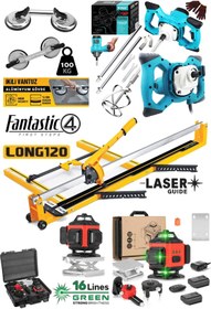 Resim STAXX POWER Fantastic 4'lü Seramik Usta Seti - 120cm Seramik Kesme, Lazer Hizalama, Vantuz ve Karıştırıcı Mikser 