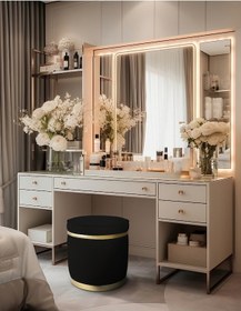 Resim Zerafet Gold Kaplama Luxery Puf-siyah Babyface Kumaş Pofuduk Oturma Pufu&makyaj Pufu&bench 