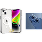 Resim Dolia Apple Iphone 14 Plus Kılıf Şeffaf Magsafe Wireless Şarj Destekli Ve Mavi Kamera Lens Koruma 