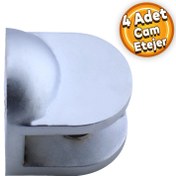Resim Cam Tutucu Ahşap Raf Tutucu Cam Etejeri Metal U Tipi Vidalı Mat Krom (4 ADET) 