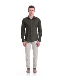 Resim Hatemoğlu Yeşil Slim Fit Baskılı 100% Pamuklu Slim Yaka Uzun Kollu Baskılı Yeşil 