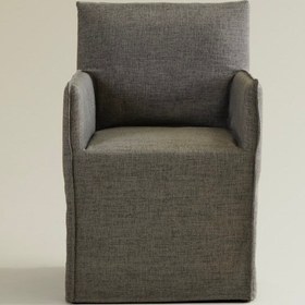 Resim Cape Chair With Armrest - Linen-Taupe / Removable Cover 