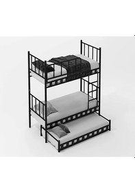 Resim Zambak Yavrulu Genç Çocuk Odası Metal Ranza Ve Karyola - 90 X 190 Cm - Lacivert 90 x 190 CM 