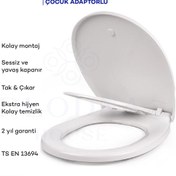 Resim Plodna House Family Oval C Form Çocuk Bebek Oturaklı Çift Kullanım Yavaş Kapanan Klozet Kapağı 