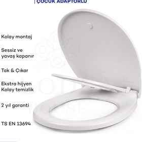 Resim Plodna House Family Oval C Form Çocuk Bebek Oturaklı Çift Kullanım Yavaş Kapanan Klozet Kapağı 