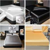 Resim 3 Adet Katı Saten Yastık Kılıfı Seti - Şık Siyah, Beyaz ve Gri, Bir Yastık Kılıfı ve İki Yastık Kılıfı, Tüm Mevsim Konforu, Polyester, Makine Yıkamalı, Lüks Yumuşaklık, Tüm Mevsim Yatak Takımı|Cazibeli Görünüm|Polyester Kumaş 