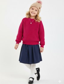 Resim CLOUDY WEAR&DESİGN Kız Çocuk Bisiklet Yaka Selanik Örgü Triko Kazak (2-13 Yaş) 
