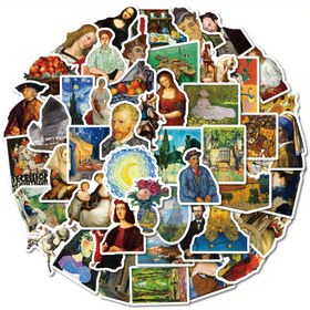 Resim 50 Adet Ünlü Tablolar Serisi Grafiti Stickerları, Laptoplar, Kaykaylar, Kasklar, Telefon Kılıfları için Su Geçirmez Kağıt Çıkartmalar - DIY Yaratıcı Dekoratif Stickerlar, Çok Yönlü Çıkartmalar | Canlı Sticker Tasarımları | Dayanıklı Yapıştırıcılar, Duvar Stickerları 